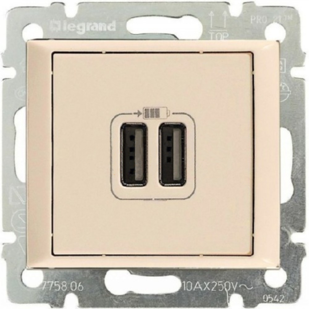 Розетка Legrand 694372 Valena CLASSIC - 2 x USB, слоновая кость