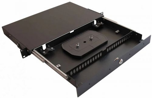 Кросс оптический стоечный 19 выдвижной 1U TELCORD КСв-24-1U 24-SC/MM-24-SC/UPC-MM50(OM3)-1-КУ-BK 24 адаптера SC/MM, 24 пигтейла SC/UPC MM (ОМ3 50/125