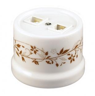 Розетка Bironi B1-302-01-D6/2 белая, компьютерная 2-ая (RJ45), декор d6/2