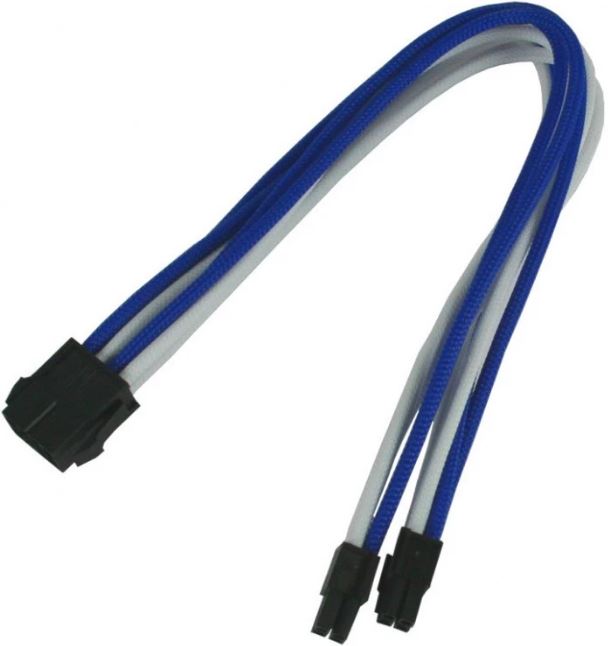 Удлинитель Nanoxia NX8PV3EBW 8-pin EPS, 30см, индивидуальная оплетка, синий/белый