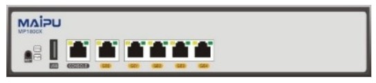 Маршрутизатор Maipu MP1800X-50 E1 Version:One RJ 45 Console port, one USB interface, five 10M/100M/1000M Ethernet ports, AC power supply