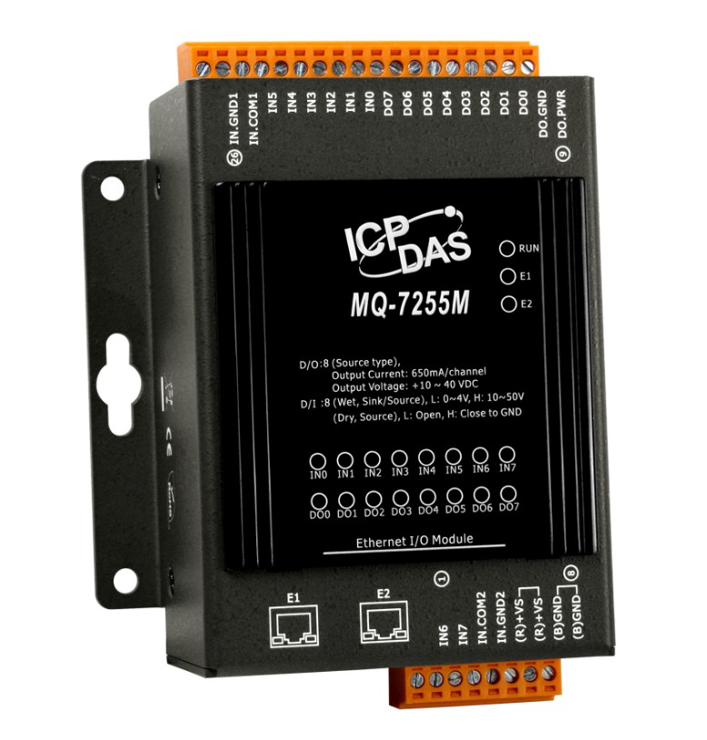 Модуль ICP DAS MQ-7255M MQTT I/O Module with 2-port Ethernet Switch, with 8-ch DI and 8-ch DO (RoHS)