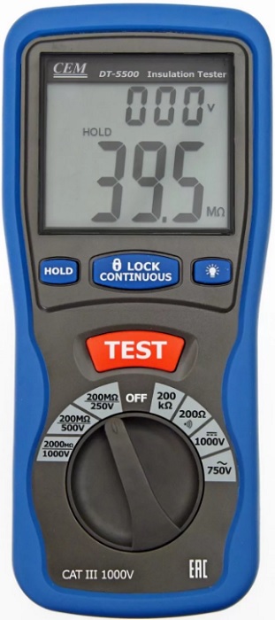 Измеритель сопротивления изоляции CEM DT-5500 CEM 480472 цифровой