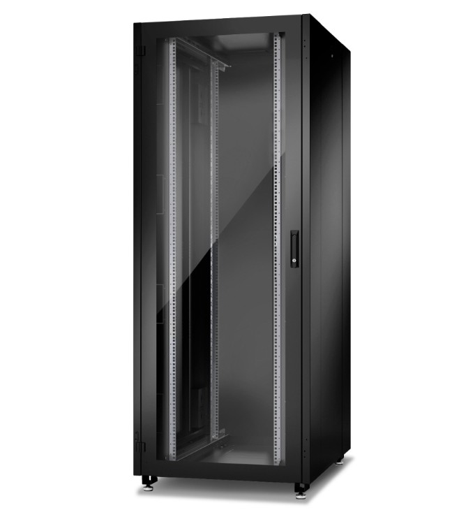  Шкаф напольный 19, 42U Eurolan 60F-42-88-21BL N2000 42U 800×800, пер. стл. одност., зад. металл. двуст., чрн.