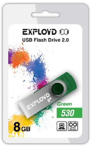Накопитель USB 2.0 8GB Exployd 530 зелёный