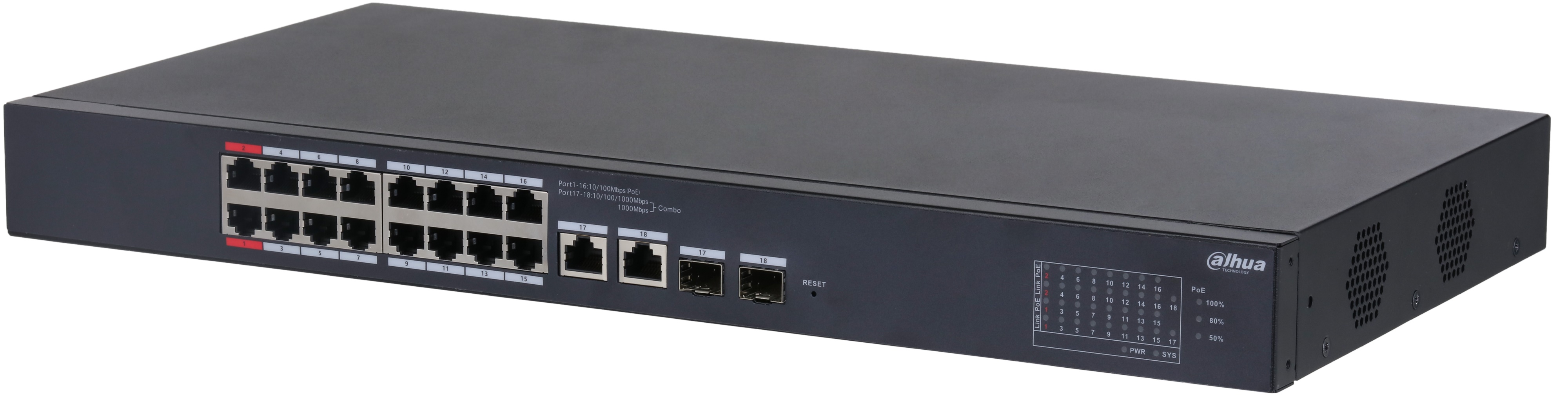 Коммутатор Dahua DH-CS4218-16ET-190 16-портовый PoE с функцией облачного управления