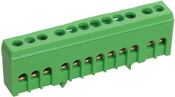 Шина IEK YNN10-69-12KD-K06 ЗЕМЛЯ в корпусе изолированная на DIN-рейку ШНИ-6х9-12-К-З