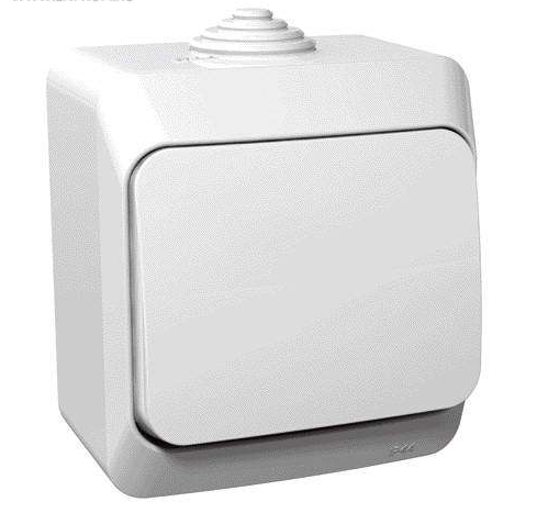 Кнопка Schneider Electric KA10-041B Этюд нажимная наружная, 10А, IP44, в сборе (сх.1) (белая)