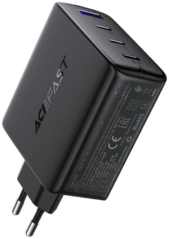 Зарядное устройство сетевое ACEFAST A94 PD100W Gan 3*USB-C&USB-A Charger (EU). Цвет: черный