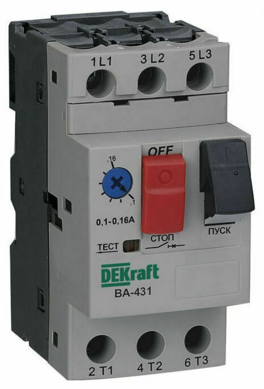  Автоматический выключатель DEKraft 21225DEK защиты двигателя 3P 1,0-1,6A 100кА ВА-431