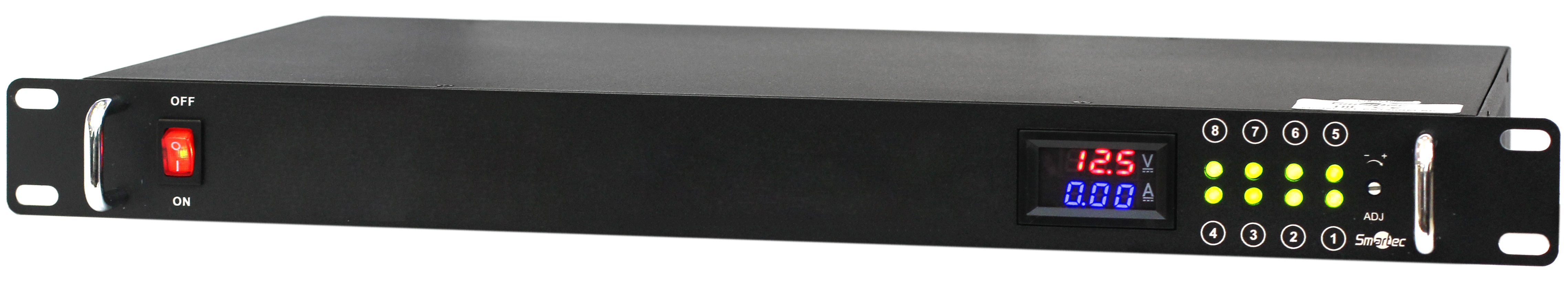 Блок питания Smartec ST-PS110DRD-BK 12 VDC/10 A, 8 каналов, цифровой дисплей, корпус в стойку 1U, черный