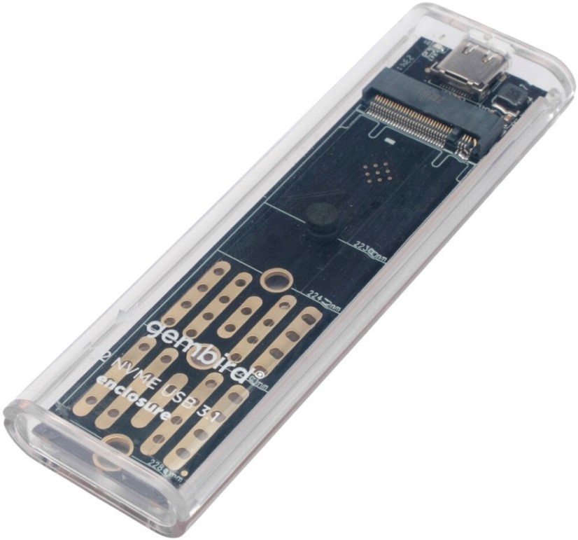  Внешний корпус Gembird EEM2-NVME-2 USB 3.1 Type-С для M2 NVME, пластик, прозрачный