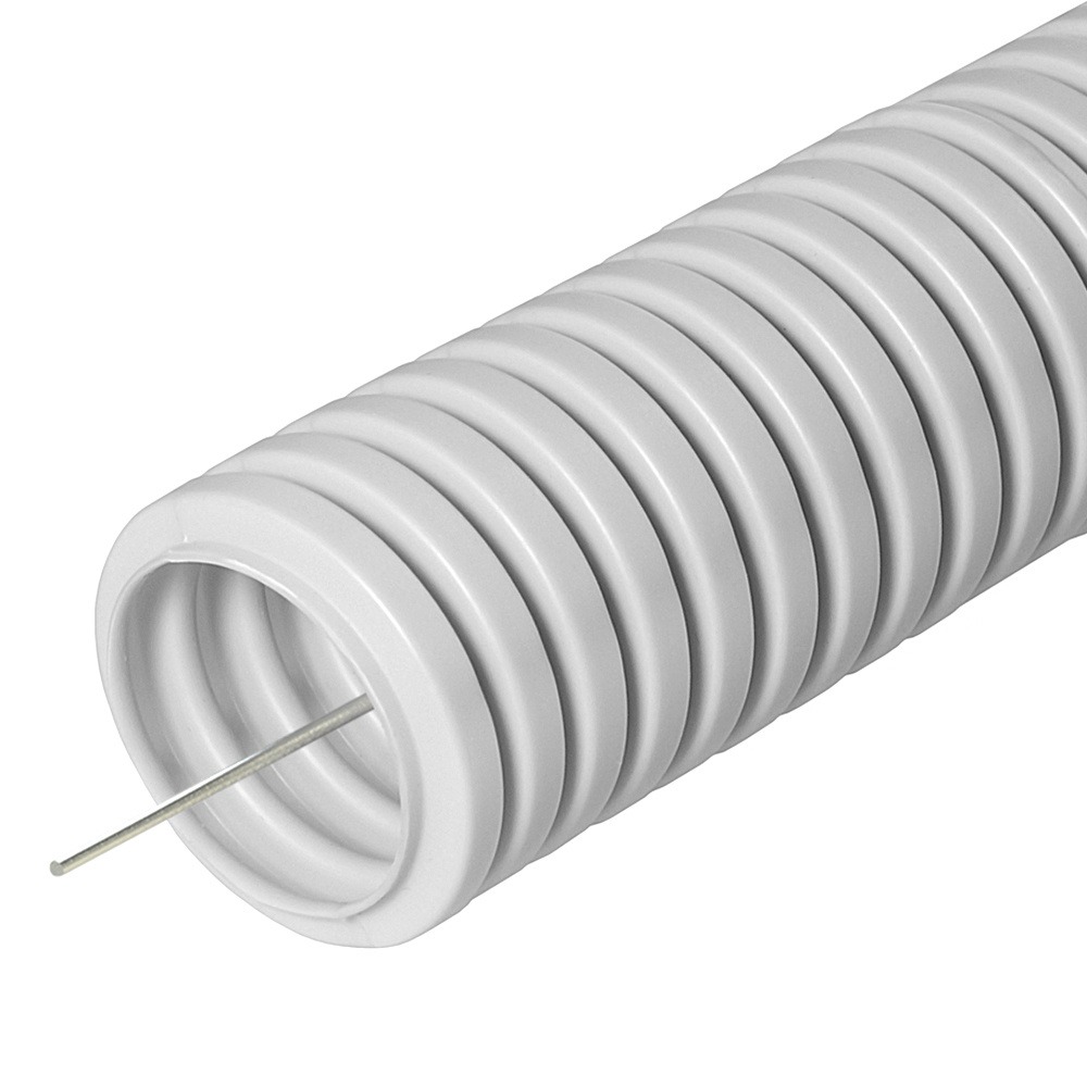 Труба гофрированная Cabeus FCPL-20-PVC-100-1-GY ПВХ гибкая гофр. д.20мм, лёгкая с протяжкой, 100м, цвет серый