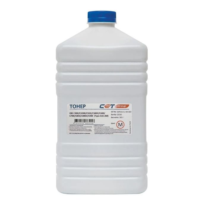 Тонер CET Type 315-2 для OKI Pro9431, C300/C3000/C500/C5000/C600/C700/C800/C8000/C900 series (Japan) Magenta, 500г/бут, (унив.), OSP0315-2-
