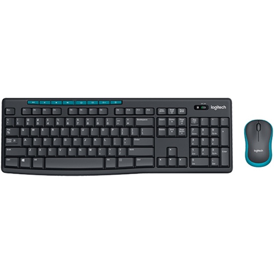 Клавиатура и мышь Wireless Logitech MK275 920-008535 112 клавиш с защитой от воды, черная, мышь черная, оптическая, 1000dpi, 3 кнопки, 2.4GHz, USB-ре