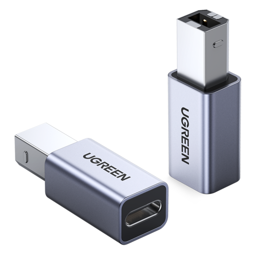 Адаптер UGREEN US382 20120_ USB2.0 USB-C(F)/USB2.0 B(M), серый