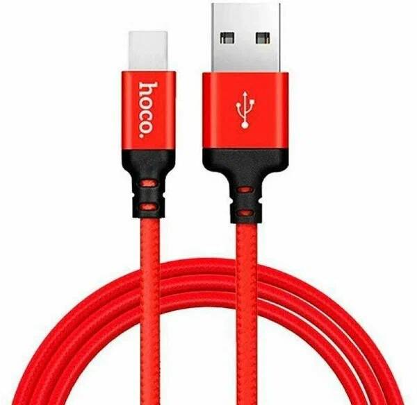Кабель интерфейсный USB 2.0 Hoco X14 AM/microBM, черно-красный, 2м