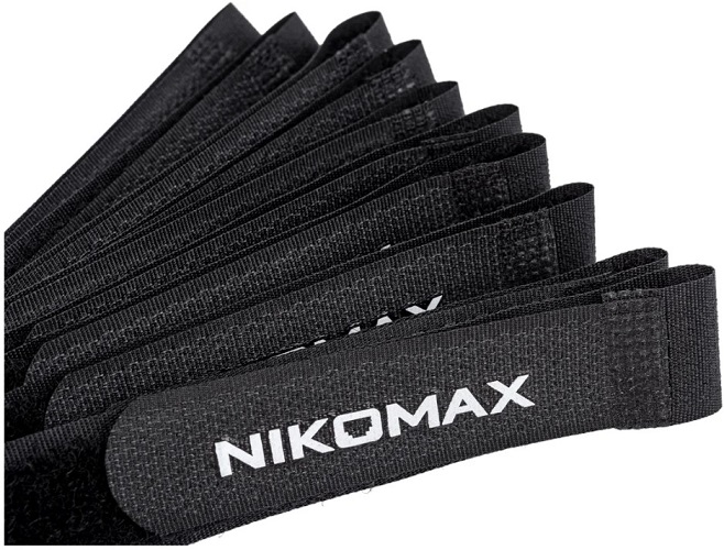 100mm-199mm Стяжка-липучка NIKOMAX NMC-CTV290-20-HB-BK-10 с жесткой пряжкой, 290х20мм, для пучков до 70мм, черная, уп-ка 10шт.