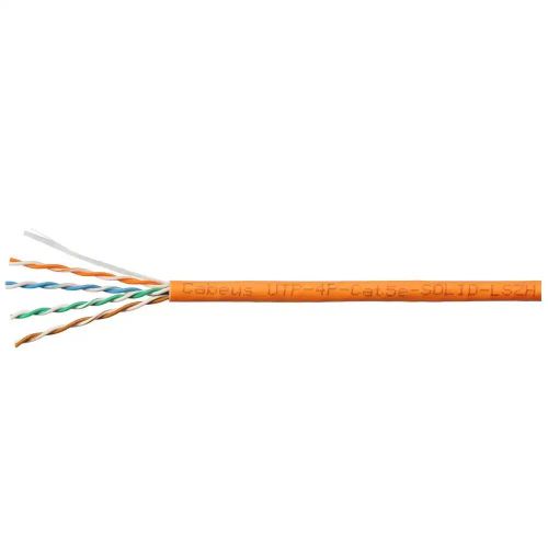 Кабель витая пара U/UTP 5e кат. 4 пары Cabeus UTP-4P-Cat.5e-SOLID-LSZH-OR-LIGHT 0,47мм (24 AWG), одножильный, LSZH, нг(А)-HF, оранжевый, (305 м)