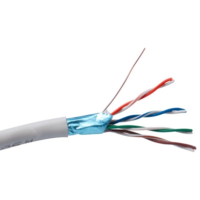 Кабель витая пара F/UTP 5e кат. 4 пары Exegate FUTP4-C5e-CU-S26-IN-PVC-GY-305 26AWG(0.41 мм), медь, одножильный (solid), внутренний, PVC, серый, уп/30