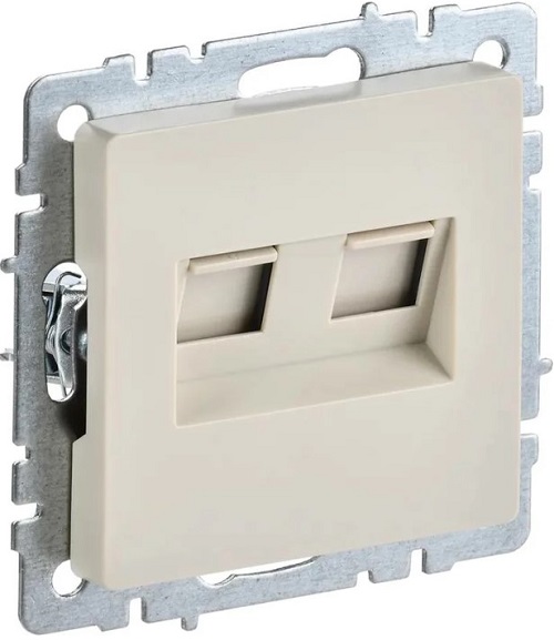 Розетка компьютерная двойная IEK BR-K20-1-K10 BRITE RJ45 кат.5E РК10-2-БрКр Бежевый
