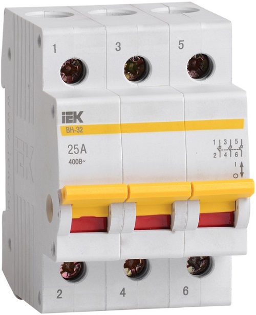 Выключатель нагрузки IEK MNV10-3-025 (мини-рубильник) ВН-32 3P 25А