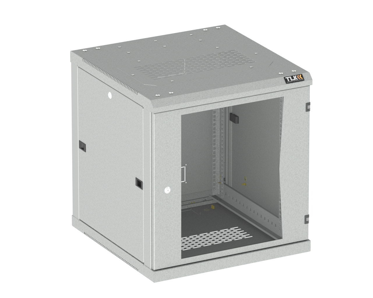 Шкаф настенный 19, 12U TLK TWC-126060-R-G-GY стеклянная дверь, Ш600хВ636хГ600мм, 2 пары монтажных направляющих, серый