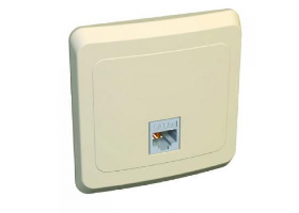 Розетка Schneider Electric KOMC-001K Этюд компьютерная 1-ая, RJ45, категория 5, скрытая, в сборе, IP20 (кремовая)