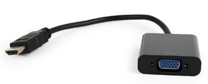  Переходник Cablexpert HDMI-VGA 19M/15F, длина 15см, Jack3.5 аудиовыход,