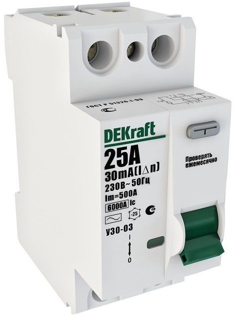 УЗО DEKraft 14051DEK 2P 25А 10мА AC 6кА