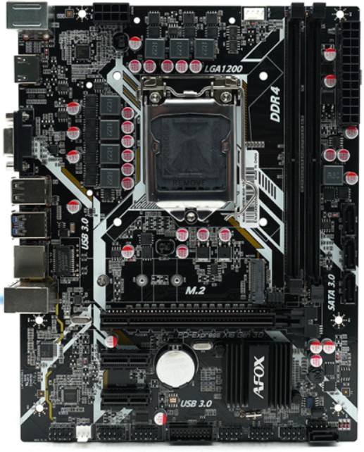 Материнская плата mATX Afox IH410D4-MA5-V4 (LGA1200, B460, 2*DDR4 (3000), PCIe, M.2, 4*SATA 6G, 2*USB 3.2, 2*USB 2.0, HDMI)