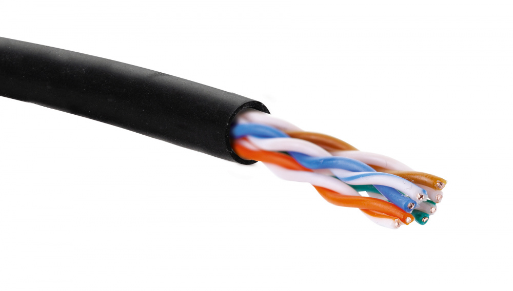 Кабель витая пара U/UTP 5 кат. 4 пары Eurolan 19C-U5-09BL-B305 24 AWG, нг(А)-HF, внешней/внутренней прокладки, черный, коробка 305 м