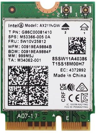Сетевая карта Intel AX211.NGWG.NV 999M5J Wi-Fi 6E AX211 (Gig+), 2230, 2x2 AX R2 (6GHz)+BT, No vPro
