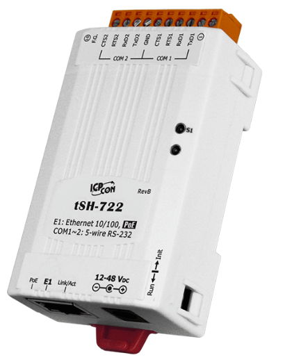 Преобразователь ICP DAS tSH-722 Tiny Serial Port Sharer with PoE and 2 RS-232 Ports (RoHS)