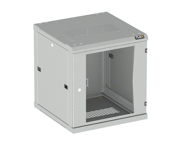 Шкаф настенный 19, 15U TLK TWC-156045-R-G-GY стеклянная дверь, Ш600хВ770хГ450мм, 2 пары монтажных направляющих, серый