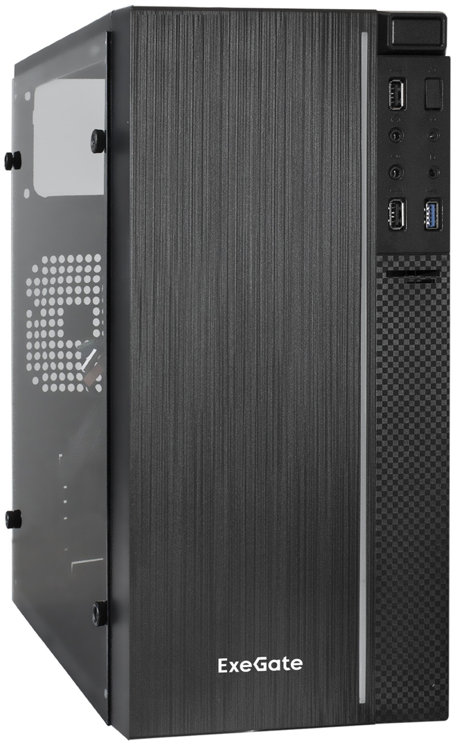 Корпус mATX Exegate mEVO-9301 EX283754RUS minitower, без БП, с окном, 2*USB+1*USB3.0, HDAudio, black-RGB light