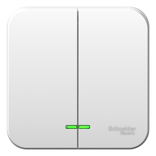 Выключатель Schneider Electric BLNVA105111 2-клавишный с подсветкой 10А, 250B, изолир. пластина (белый) наруж