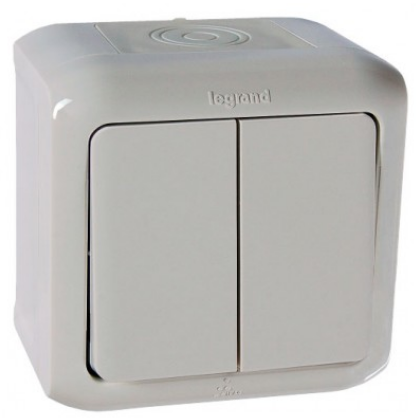 Переключатель Legrand 782331 2-клавишный IP44 10А (серый)