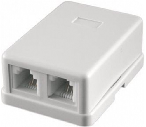 Розетка настенная Cablexpert TA-102  телефонная RJ-11 (6P4C) внешняя 2 порта, белая