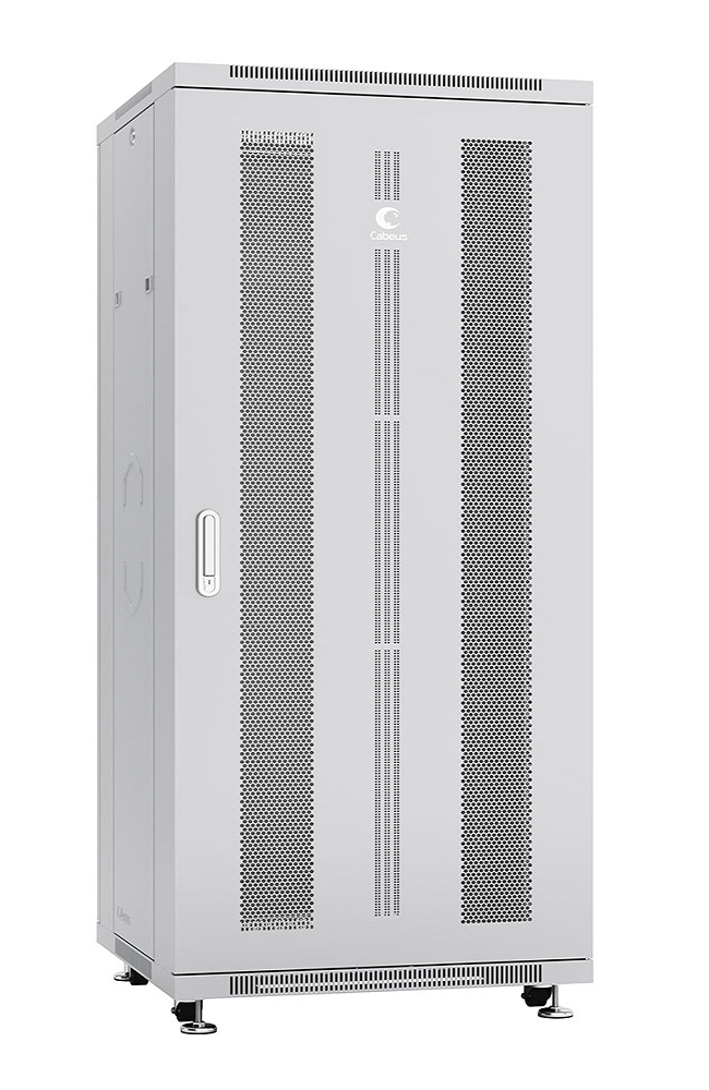 Шкаф напольный 19, 32U Cabeus ND-05C-32U60/100 600x1000x1610mm (ШхГхВ) передняя и задняя перфорированные двери, ручка с замком, цвет серый (RAL 7035)