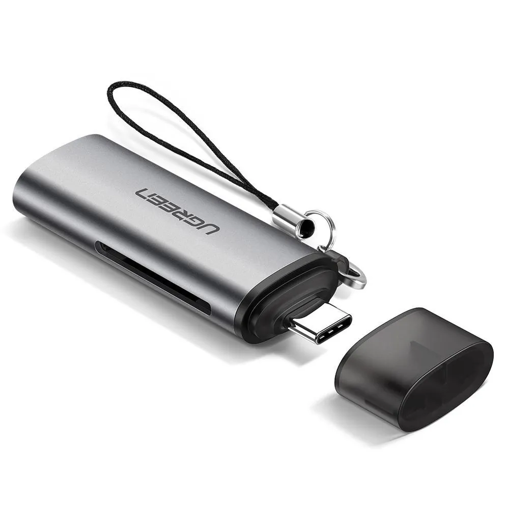 Карт-ридер UGREEN 50704_ USB-C - TF + SD, серый