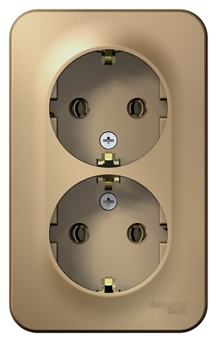 Розетка Schneider Electric BLNRA010214 2-ая с/з без шторок 16А, 250В, изолир. пластина Титан наруж