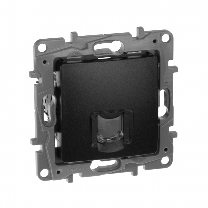 Полка Legrand 672641 Информационная розетка RJ 45, категория 5e, UTP, Etika, антрацит