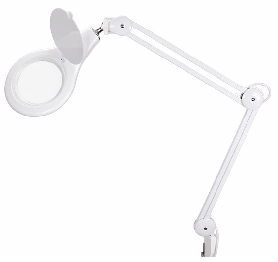 Лупа Rexant 31-0403 на струбцине круглая настольная 5Х с подсветкой 90 LED, белая
