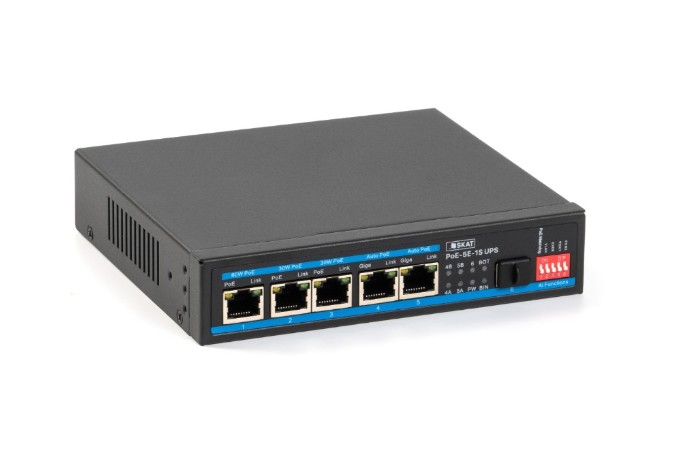 Коммутатор Бастион SKAT PoE-UPS-5E-1S бесперебойный POE, мощность 65Вт, порты: 5-Ethernet, 1-SFP