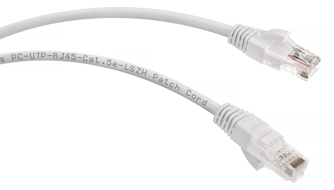 Кабель патч-корд U/UTP 5e кат. 1м. Cabeus PC-UTP-RJ45-Cat.5e-1m-WH-LSZH неэкранированный, белый