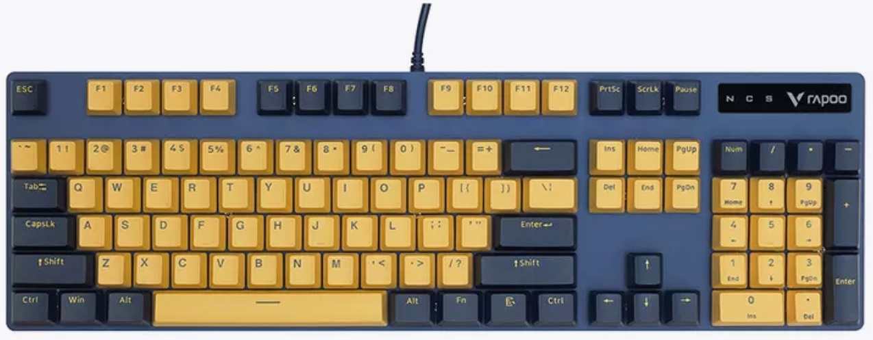 Клавиатура Rapoo V500PRO TM игровая, желтый/голубой
