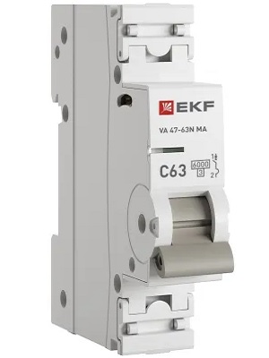 Автоматический выключатель EKF M63MA6163C ВА 47-63N MA 1P 63А (C) 6кА без тепл. расцепит. PROXIMA