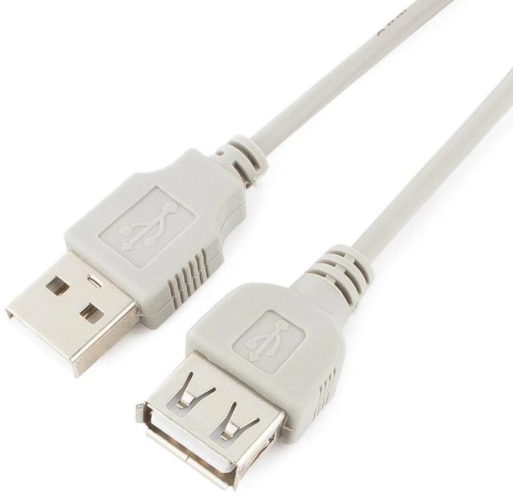 Кабель интерфейсный USB 2.0 удлинитель Cablexpert CC-USB2-AMAF-6-N AM/AF, медь, 1.8м, серый, пакет