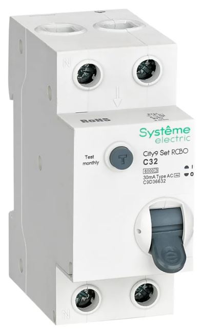 Автомат дифференциальный Systeme Electric C9D36632 City9 Set 1P+N С 32А 6kA 30мА Тип-AС 230В